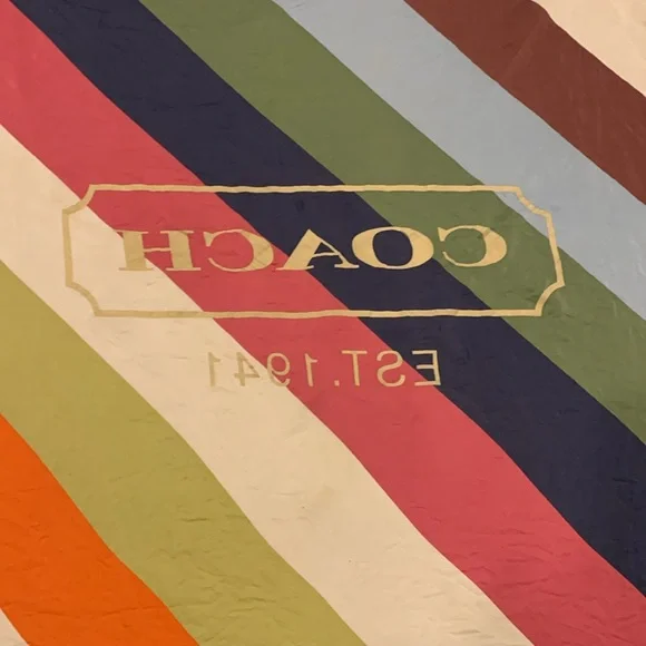 Coach gold foil logo silk scarf 🧡💚🩷💙🤎 - Picture 5 of 6
